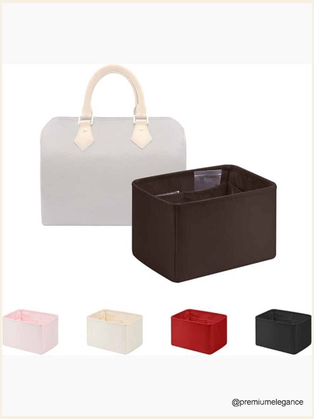 Satin Handbag Organizer Insert with Pockets, Fits Speedy 20